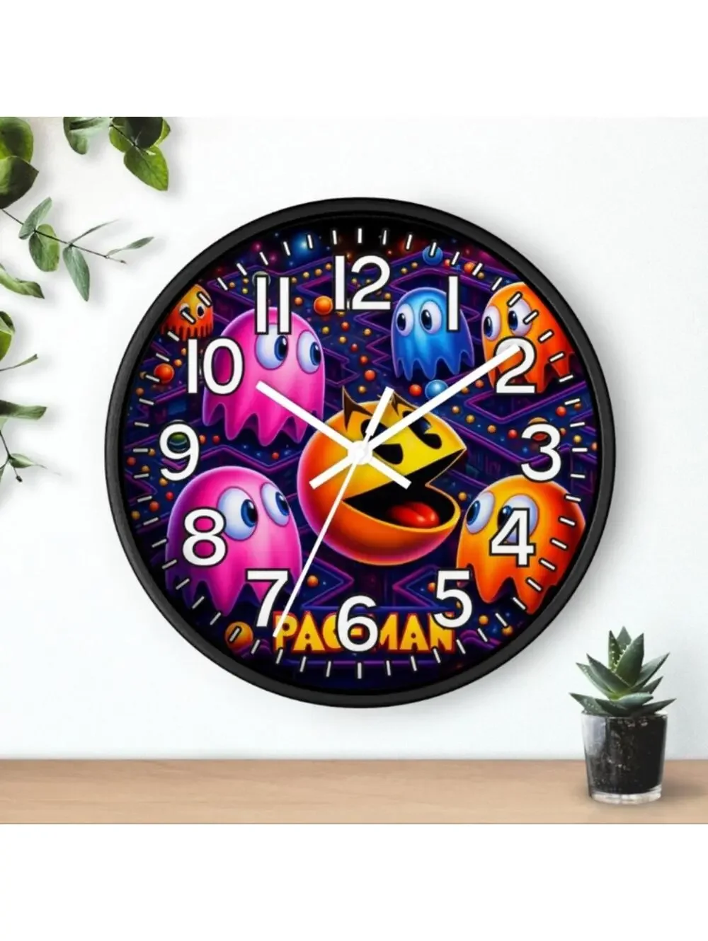Pac-Man Atari Game Room Glow In The Dark Wall Clock New!